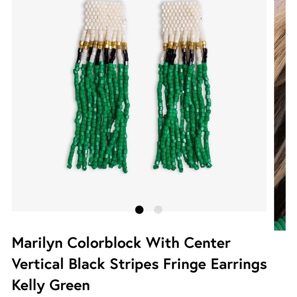 Ink + Alloy Marilyn Colorblock Fringe Earrings - Green and Black